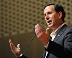 共和党总统参选人桑托伦（Rick Santorum）在周二的美国南部保守派重镇阿拉巴马州和密西西比州初选胜出，虽然在党代表票数上斩获不大，但声势大振。（STAN HONDA / AFP）