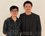 「無名小站」創辦人簡志宇（左）、北加台灣大專校友會會長張嘉原。（攝影：劉凡迪／大紀元）