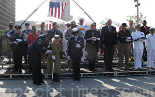 洛城纪念911 百岁老兵参加升旗