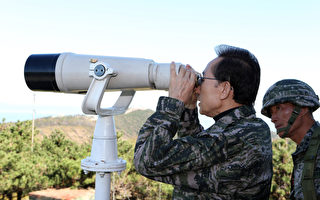 南北韩局势紧张 李明博前线喊话回击挑衅