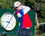 南韓高爾夫選手朴仁妃25日出賽LPGA台灣錦標賽，首輪打出低於標準桿7桿的成績，暫居第一。（攝影：陳柏州／大紀元）