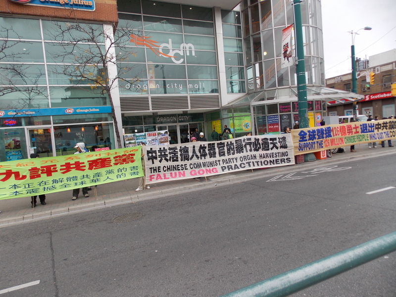 10月27日下午,在加拿大多倫多華人聚集的「中國城」,再次展出了「譴責中共活摘法輪功學員器官」和聲援三退大潮的真相長城活動。