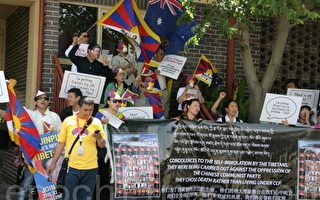 中共十八大期間澳藏人悉尼中領館舉行抗議