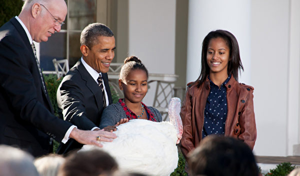 美国总统奥巴马感恩节在白宫赦免火鸡。（摄影：李莎/大纪元）