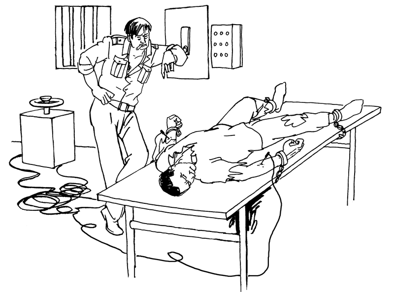 中共酷刑示意图:电刑。(网络图片)