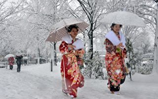组图：成人节假日 东京降初雪