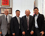 林飛帆來加州呼籲美國關注台灣新聞自由，左起，林文約、余胤良、陳榮良、林飛帆，在加州參議員辦公室。（攝影：衛凱茜/大紀元）