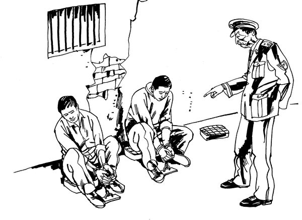 中共酷刑示意圖:罰坐(圖片來源:明慧網) 中共酷刑示意圖:罰坐(圖片來源:明慧網)