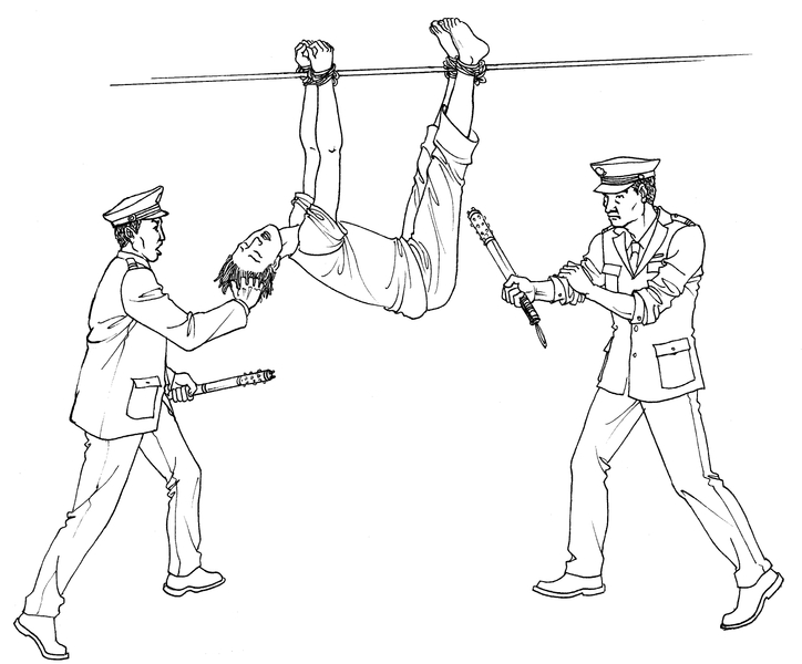酷刑图示:“烤全羊”(图片来源:明慧网)