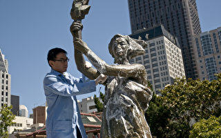 民運舊金山清洗民主女神像 揭六四紀念活動序幕