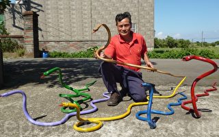 塑胶管创作蛇 水电工陈福评赞