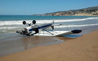 小飞机紧急降落南加海滩 飞行员受轻伤