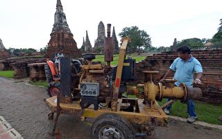 泰国大城省水患威胁古迹