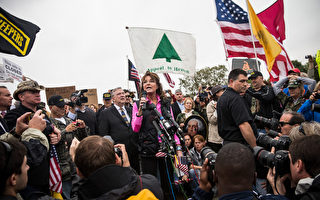 美國退伍軍人和茶黨13日在華盛頓舉行示威抗議，要求政府盡速恢復正常運作。(Andrew Burton/Getty Images)