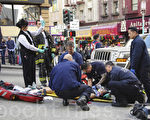 1月10日，旧金山中国城内发生车祸的现场。（林骁然/大纪元）