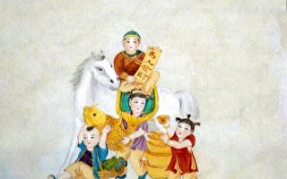 中華傳統畫家章翠英畫作-馬上發財。（作者提供）