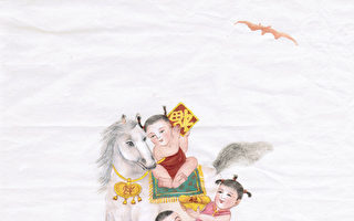 中華傳統畫家章翠英畫作「馬上來福」。（作者提供）