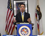 图：南加州议员周本立（Ed Chau）星期二发表声明表示不支持现有形式的SCA5平权修正案。(刘菲/大纪元)