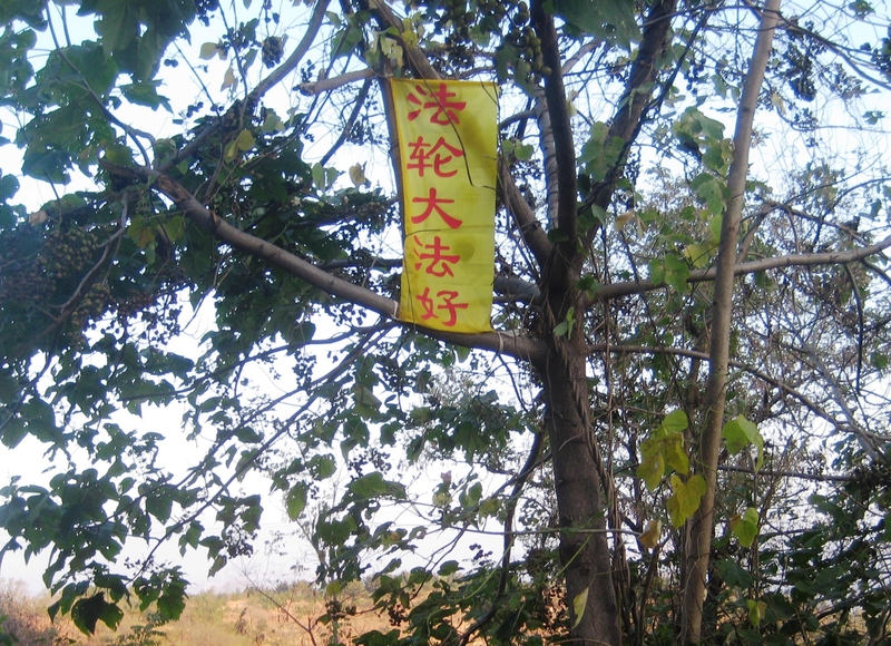 “四•二五”期间山东烟台出现的真相标语。(明慧网)