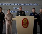 泰國軍方20日實施全國戒嚴並強調不是政變。圖為5月20日，陸軍總司令帕拉育在記者會上。（AFP）