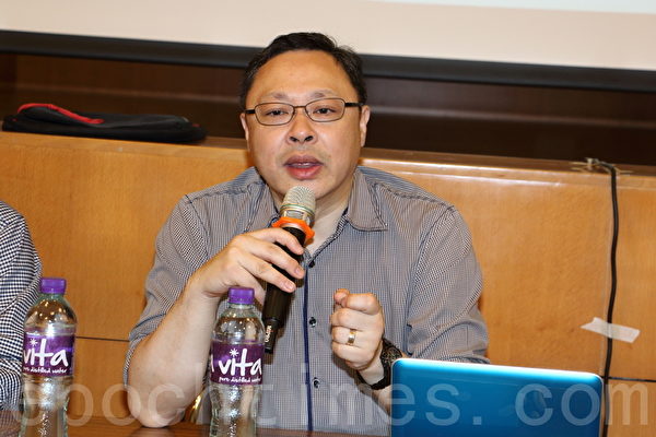 佔中發起人之一戴耀廷認為前新華社香港分社社長周南的言論是意圖打壓622全民投票和七一遊行人數。(蔡雯文/大紀元) 佔中發起人之一戴耀廷認為前新華社香港分社社長周南的言論是意圖打壓622全民投票和七一遊行人數。(蔡雯文/大紀元)