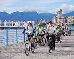 交通大學校友會自行車社暨品茗社在台北市大稻埕碼頭舉辦聯合活動。（張育華／大紀元）