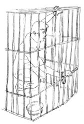 中共酷刑示意图:铁笼子(明慧网)