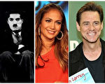 （左至右）卓別林、拉丁歌后兼演員詹妮弗•洛佩茲、笑星金•凱瑞和奧斯卡影后哈莉•貝瑞都曾在外流浪。（大紀元合成圖/公共領域、Getty Images）
