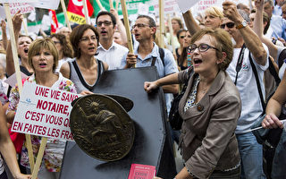 法國萬名公證人集會 抗議政府改革