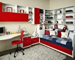青少年房間設計，書桌壁櫃組合家具盡量避免棱角；床組下方的抽屜多出多個收納空間。(圖片：加州壁櫃提供)