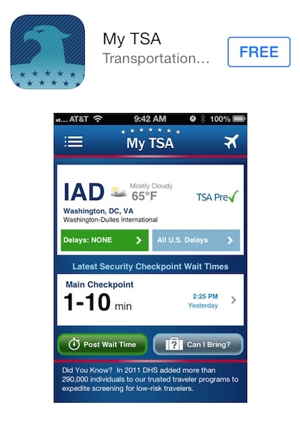 「My TSA」這款應用程序會告訴用戶在美國許多機場的安檢時間需等待多久。（凌妃／大紀元）