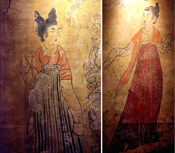 韋貴妃墓女侍圖。(維基百科公共領域/大紀元合成)