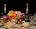 比弗利山的希爾頓酒店為第72屆金球獎準備的晚宴餐點。(Mark Davis/Getty Images)