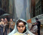 《雨中（純真的呼喚）》，陳肖平，油畫/帆布，66x92cm，2005
