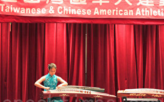 2014年湾区华运会国乐比赛中，高中组第二名王韵慈在演奏古筝。（刘凡迪/大纪元）