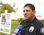 亚市警官卡斯特罗 (Michael Castro) 表示﹐去年亚凯迪亚犯罪率降低了,但今年的财产犯罪率有所增加。(郑浩/大纪元)