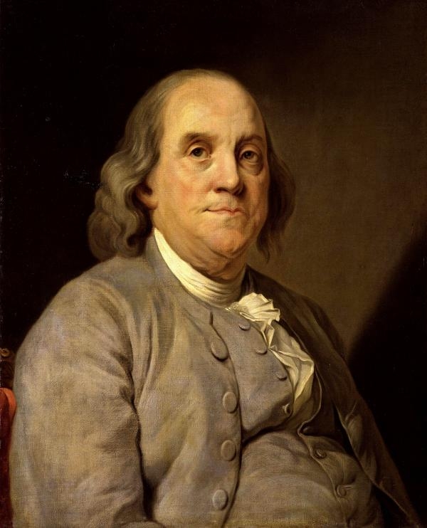 本杰明.富蘭克林(Benjamin Franklin)畫像(維基百科公共領域)