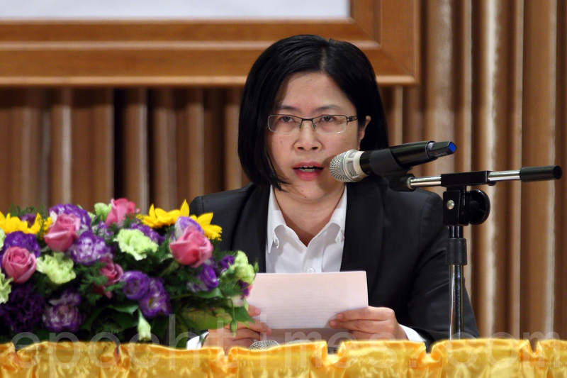 台湾法轮功人权律师团发言人朱婉琪。(潘在殊/大纪元)