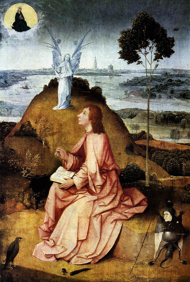 [尼德蘭]希羅尼穆斯‧博斯（Hieronymus Bosch），《拔摩島上的聖約翰》，約1500年作，柏林國立博物館藏。（維基百科公共領域）