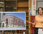 BYMCU項目負責人麗莎(Lisa)介紹房屋改建計劃。(林安/大紀元)
