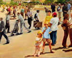 《交叉路口》，Kathleen Gillis，油彩．畫布，148x81cm ，2006