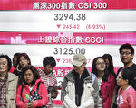 A股一周内两次触发熔断机制而停市,周四沪深300指数收报3294点,跌245点,跌幅6.93%。(余钢/大纪元)