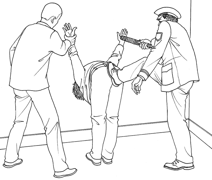 中共酷刑示意圖:「飛」( 明慧網)