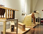 “台湾义竹协会”展出取材大自然的建筑模型。（赖月贵／大纪元）