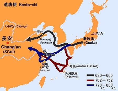 遣唐使的航路(公共領域)