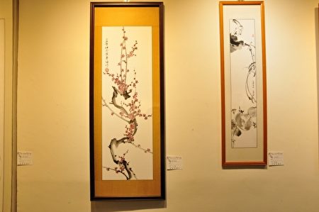 詹德秀所画,展出的水墨画作品之一。(赖月贵/大纪元) 詹德秀所画,展出的水墨画作品之一。(赖月贵/大纪元)