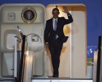 美国总统奥巴马于当地时间周四晚上（21日）抵达英国伦敦展开为期3天的国是访问。(AFP/Niklas HALLE'N)