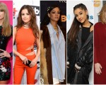 左起为：泰勒丝、席琳娜、蕾哈娜、亚莉安娜及爱黛儿，皆获得2016告示牌音乐奖之年度最佳女歌手提名。（Getty Images／大纪元合成）
