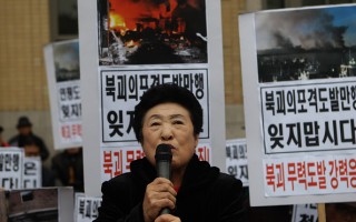 2015年11月，脫北者在韓國首爾舉行反朝鮮集會。(Chung Sung-Jun/Getty Images)
