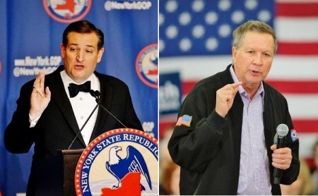 科魯茲(Ted Cruz)與卡西奇(John Kasich)。(Getty Images/大紀元合成)